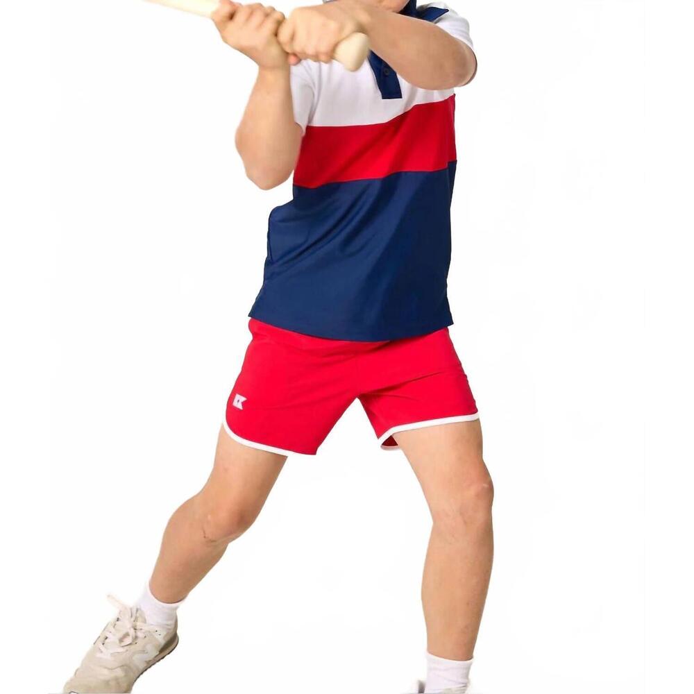 NEW COURTSIDE KIDS retro super short with piping in red